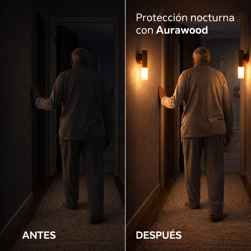 AuraWood – Luz Inteligente que se Activa en la Oscuridad Pack X2 y X4 Unidades