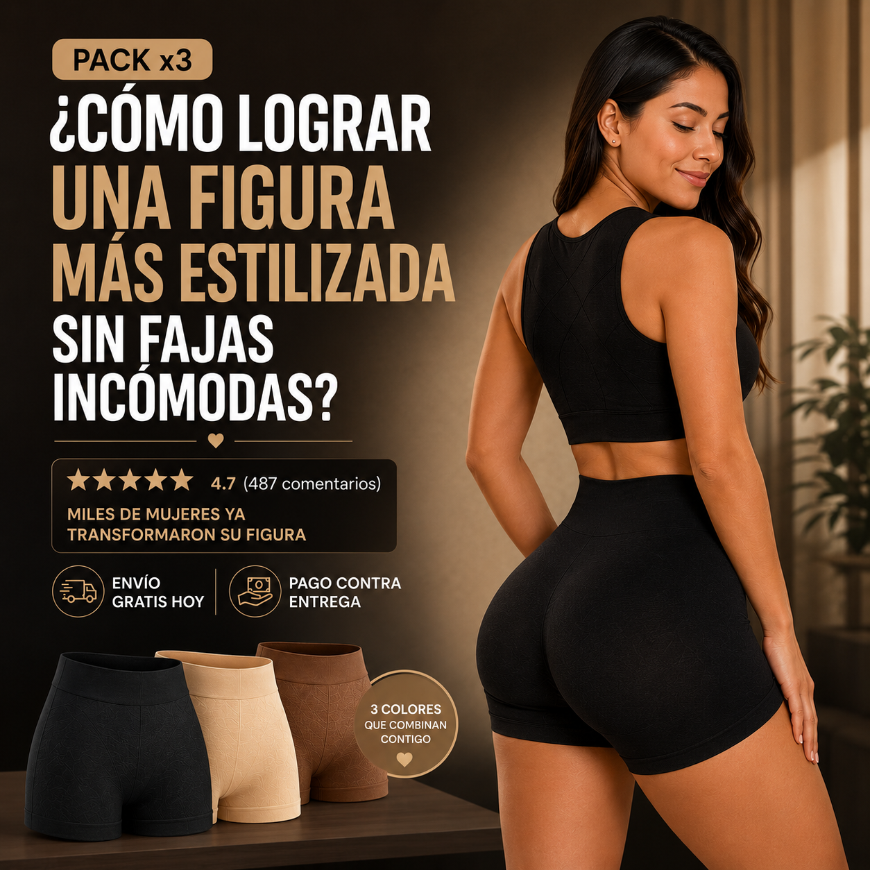 Nuevo Short Seamless Levanta Cola | Control de Abdomen y Máxima Comodidad OFERTA PACK X3