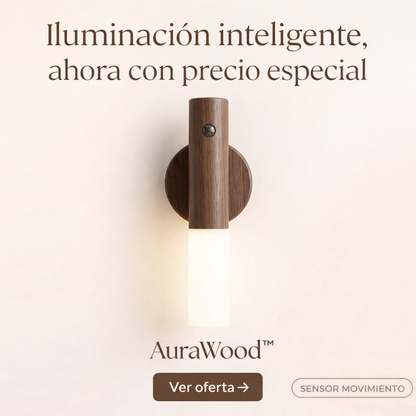 AuraWood – Luz Inteligente que se Activa en la Oscuridad Pack X2 y X4 Unidades